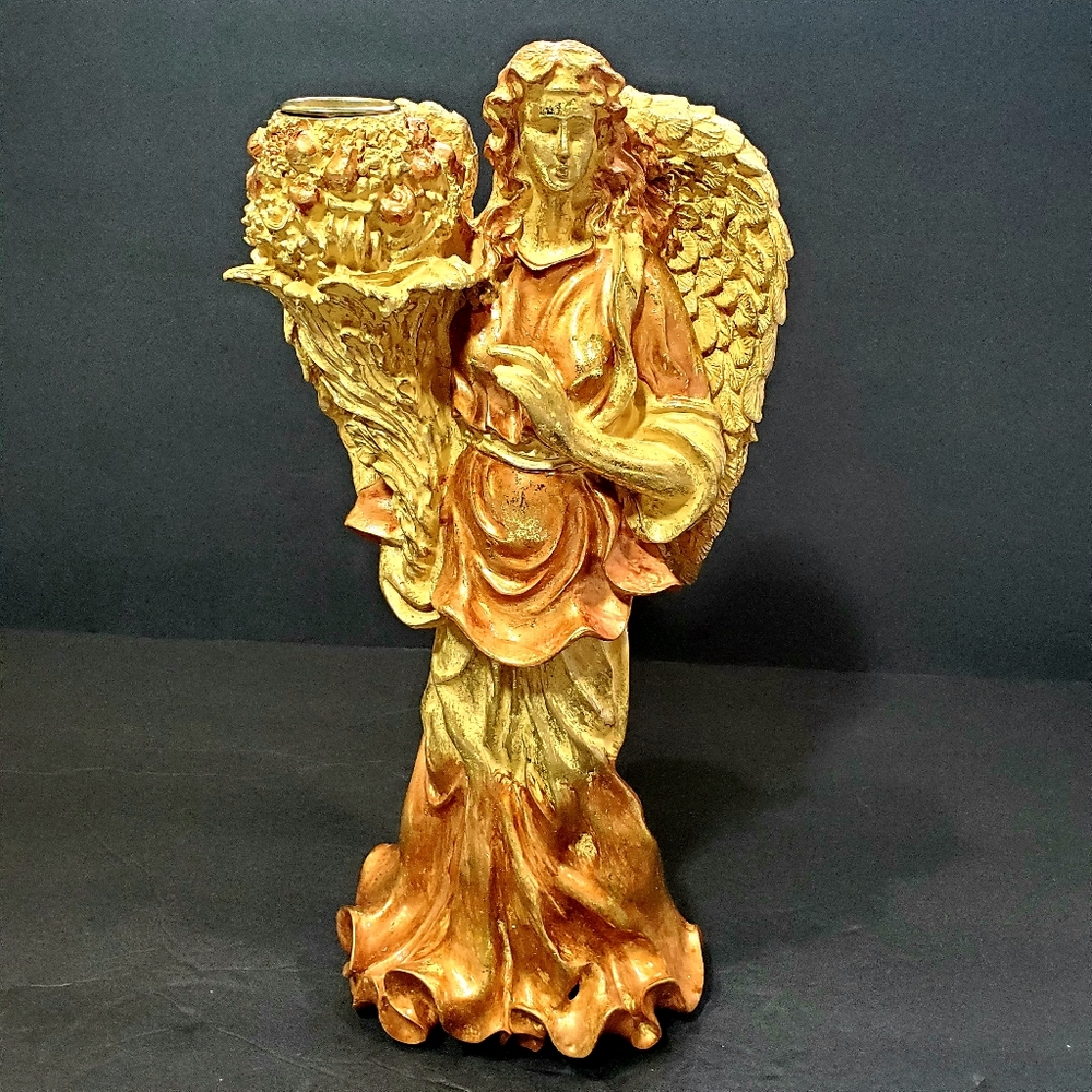 International Bazaar Golden Angel Taper Candlestick Holder Home Decor Accent